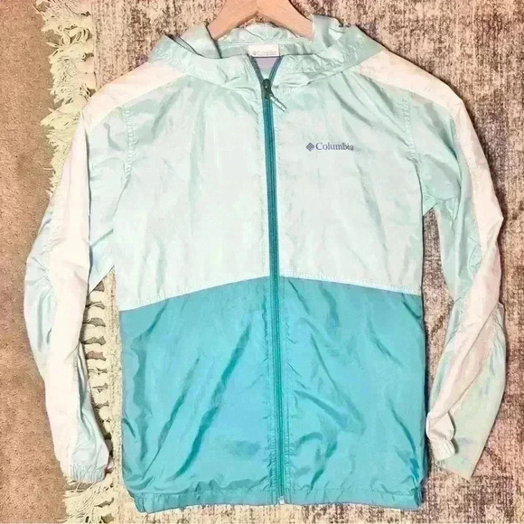 Columbia Sportswear Kids Lightweight Teal Packable Windbreaker Size Large - Picture 11 of 16